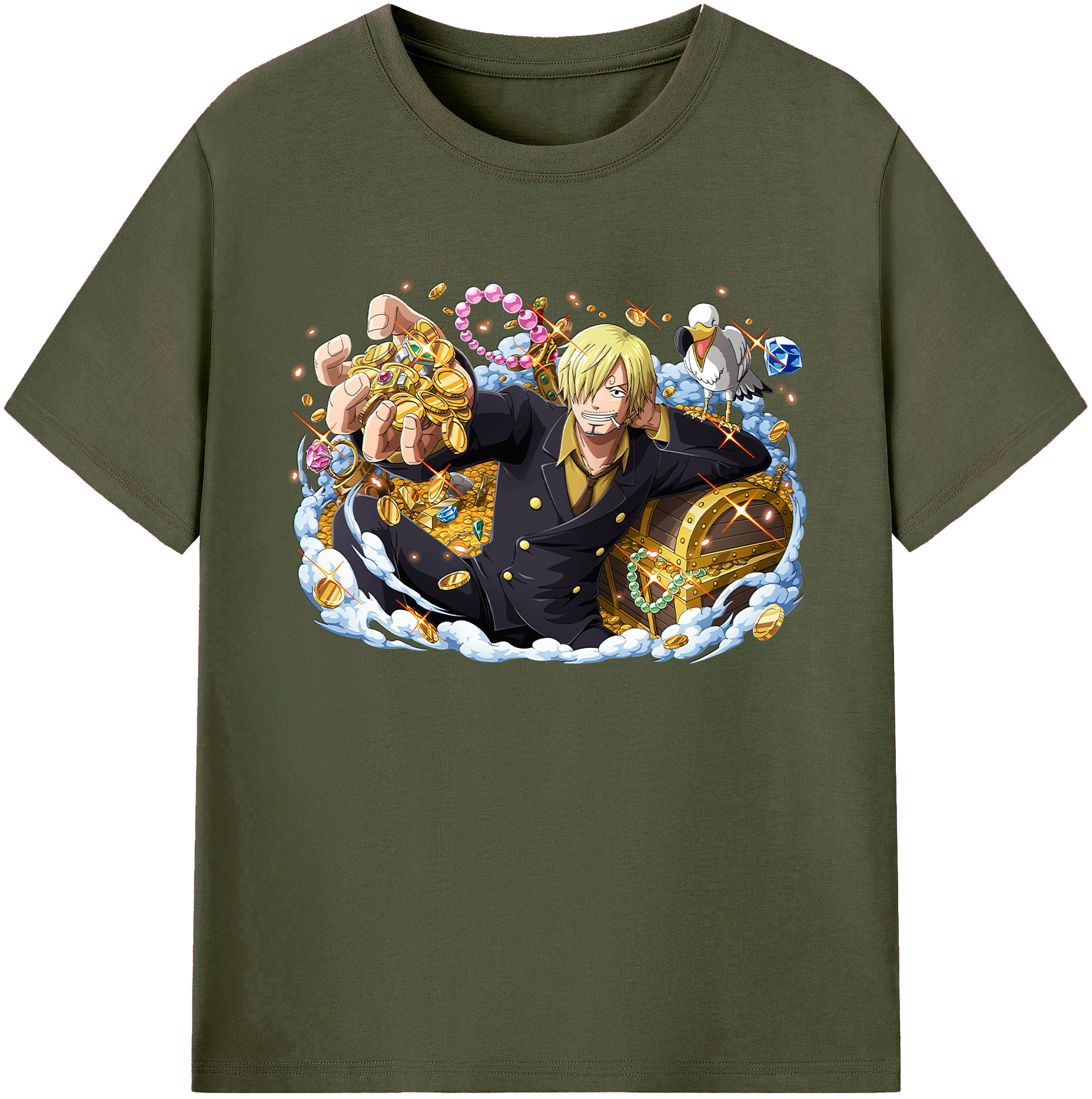 （画像用） ワンピース サンジ ONE PIECE Sanji 綿100％ メンズ半袖Tシャツ｜肌触りやわらか＆通気性